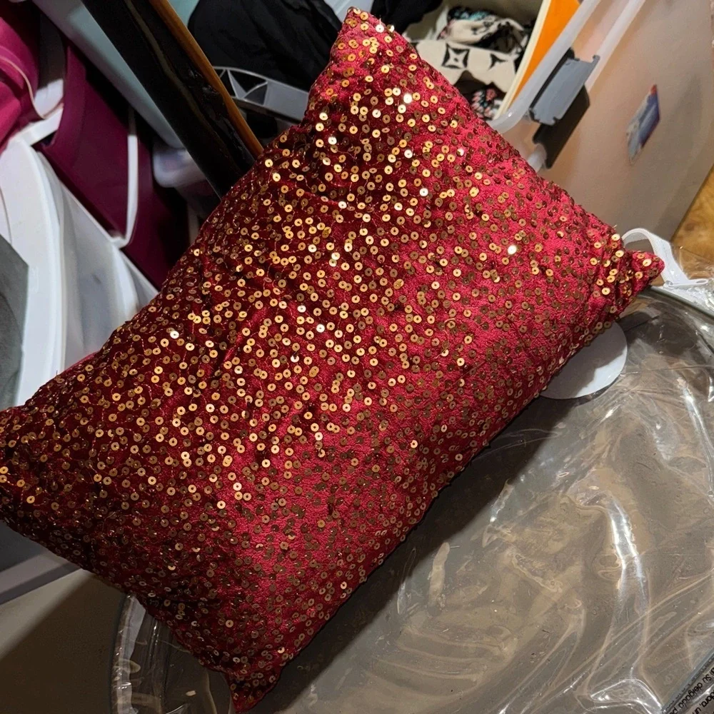 Red Sequin Decorative Pillow